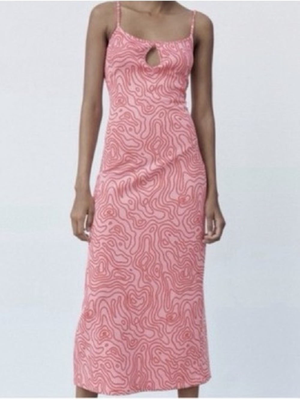 Zara Pink Swirl Slip Midi Dress